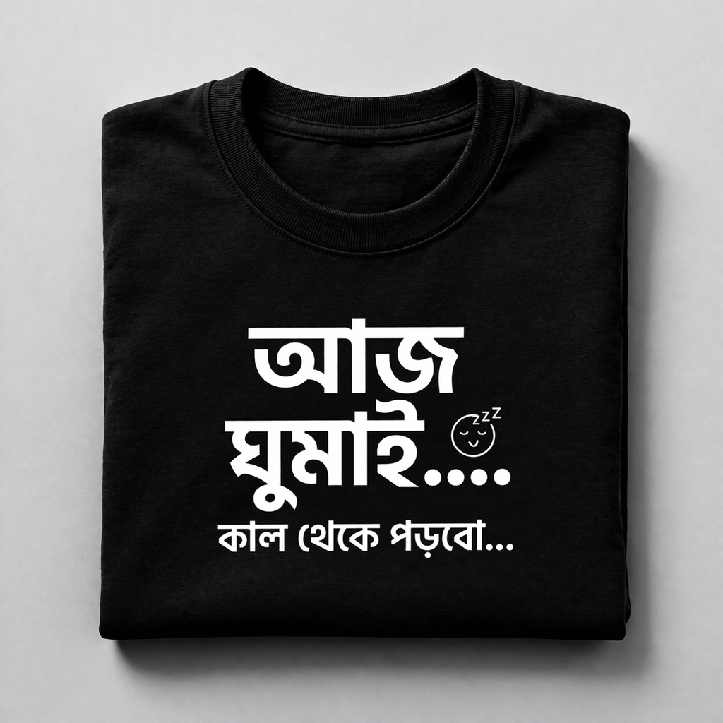 Kal Theke Porbo” Bengali T-Shirt – For Last-Minute Legends 😴🔥