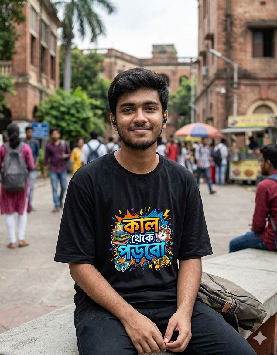 Kal Theke Porbo Funny Bengali Graphic T-Shirt | Premium Black Unisex Tee