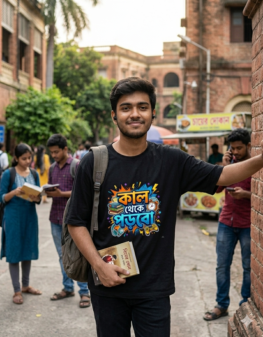 Kal Theke Porbo Funny Bengali Graphic T-Shirt | Premium Black Unisex Tee
