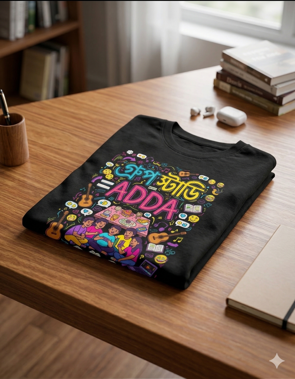 Bengali Funny T-Shirt “Group Study = Adda” | Gen Z College Humor Tee | Bangla Streetwear Graphic Shirt